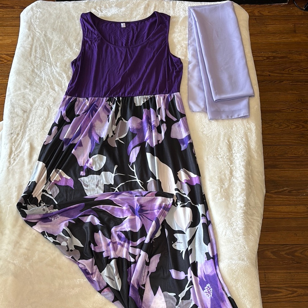 Amazon Purple and Black Floral Dress